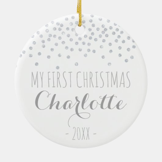 Funkelnder silberner Confetti | mein erstes Keramikornament (Hinten)