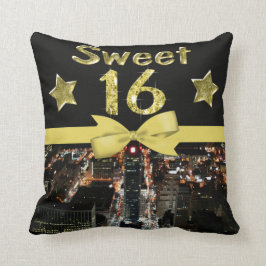 Funkelnder Stern-Bonbon 16 in den Stadt-Lichtern Kissen