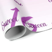 funkelnder Sweet 16 Fallender Pink-Glitzer Geschenkpapier (Rolleneckpunkt)