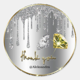 funkelnder Tropfen danke dir silber gold Runder Aufkleber