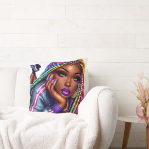 Funkelnder urbaner Chic afroamerikanische Frau Des Kissen