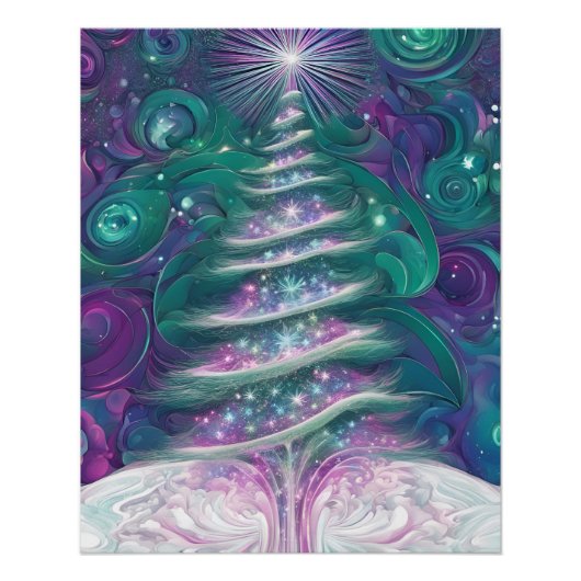 Funkelnder Weihnachtsbaum Poster (Vorderseite)