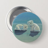 Funkelnder Winter Eisbär Pinback Button (Vorne & Hinten)