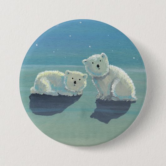 Funkelnder Winter Eisbär Pinback Button (Vorderseite)