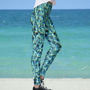 Funkelndes Aqua-Blauwasser Glamour Leggings