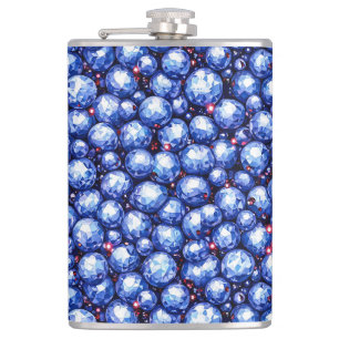 Funkelndes blaues Edelsteinmuster Flachmann