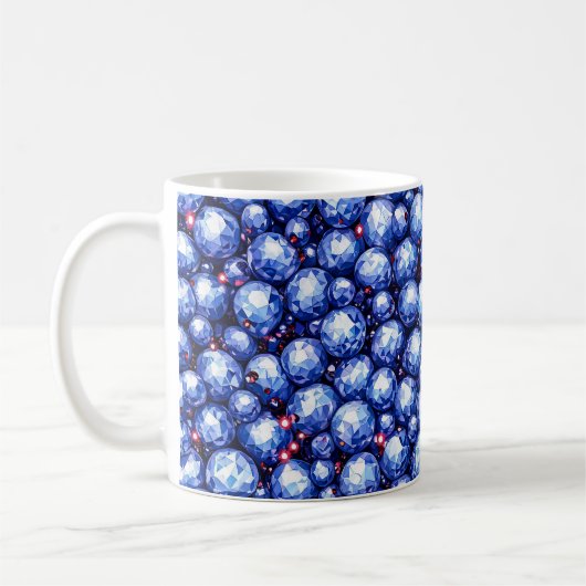 Funkelndes blaues Edelsteinmuster Kaffeetasse (Links)