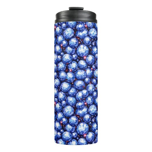 Funkelndes blaues Edelsteinmuster Thermosbecher (Vorderseite)