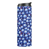 Funkelndes blaues Edelsteinmuster Thermosbecher (Nach links gedreht)