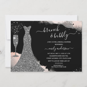 Funkelndes Brunch-Kleid und sprudelnde Brautparty Einladung
