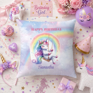 Funkelndes Einhorn Pastellfarben Mädchen Geburtsta Kissen