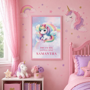 Funkelndes Einhorn Pastellfarben Mädchen Geburtsta Poster
