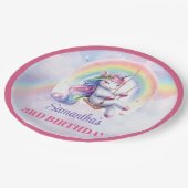 Funkelndes Einhorn Pastellfarben Mädchenparty Papi Pappteller (Schrägansicht)
