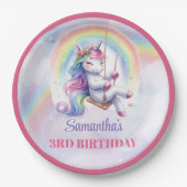 Funkelndes Einhorn Pastellfarben Mädchenparty Papi Pappteller (Vorderseite)