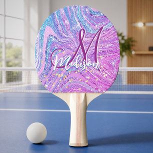 Funkelndes Einhorn Regenbogen Mädchen Marmor Kunst Tischtennis Schläger