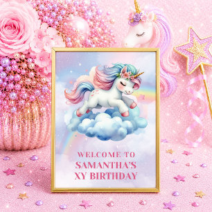 Funkelndes Einhorn Rosa Lila Mädchen Geburtstags W Poster