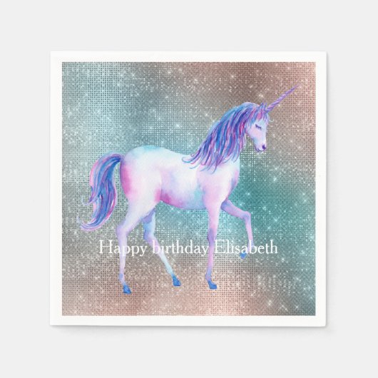Funkelndes Einhorn Serviette (Vorderseite)