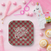 Funkelndes Frohe Weihnachten Karo Quadrat Pappteller (Party)