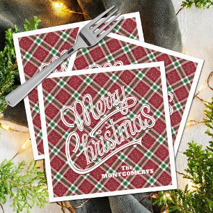Funkelndes Frohe Weihnachten Karo Serviette
