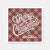 Funkelndes Frohe Weihnachten Karo Serviette (Vorderseite)