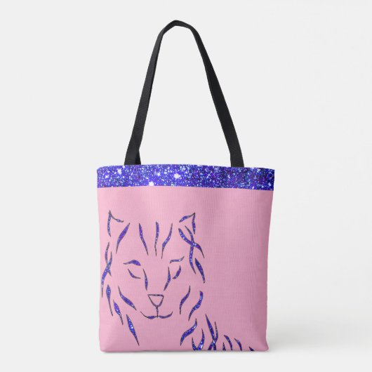 Funkelndes funkelnd Katzen-Rosa lila Glittery Tasche (Rückseite)