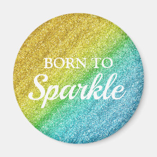 Funkelndes Gelb und Blau Glitter Born to Sparkle Magnet
