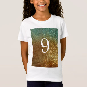 Funkelndes Glitter Gold Herz 9. Geburtstag Mädchen T-Shirt