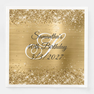 Funkelndes Gold Glitter und Folie 40. Geburtstag Serviette