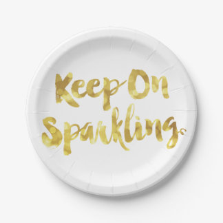 Funkelndes GoldBlurry Glitzer Bokeh Zitat Pappteller