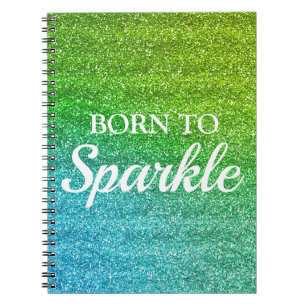 Funkelndes Grün- und Blau-Glitter Born to Sparkle Notizblock