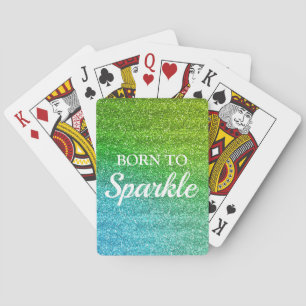 Funkelndes grünes und blaues Glitter Born to Spark Spielkarten