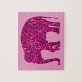 Funkelndes heißrosa Elefant mit falschen Glitzerst Puzzle (Vertikal)