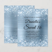 Funkelndes Hellblaues Glitter und Folien Sweet 16 (Vorne/Hinten)