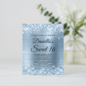 Funkelndes Hellblaues Glitter und Folien Sweet 16 (Stehend Vorderseite)