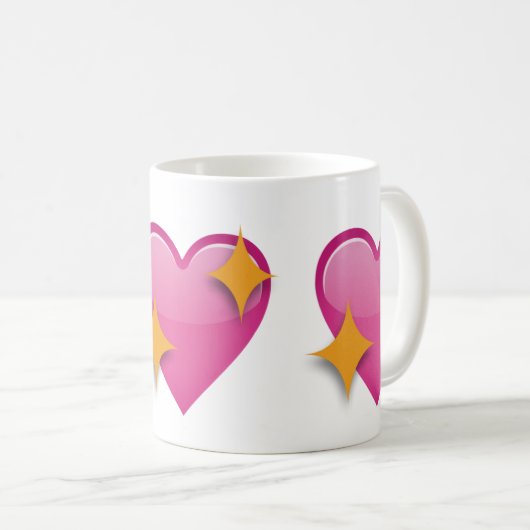 Funkelndes Herz Emoji Kaffeetasse (VorderseiteRechts)