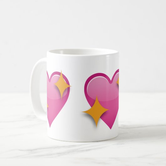 Funkelndes Herz Emoji Kaffeetasse (Vorderseite Links)