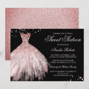 Funkelndes Kleid Roségold Sweet Sixteen Einladung