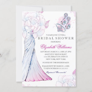 Funkelndes Kristall-Hochzeitskleid Brautdusche Ein Einladung