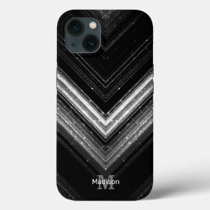 Funkelndes Metall Silber Schwarz Galaxy Chevron Mo Case-Mate iPhone Hülle
