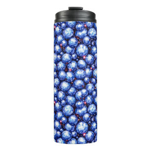 Funkelndes Muster aus blauen Edelsteinen Thermosbecher