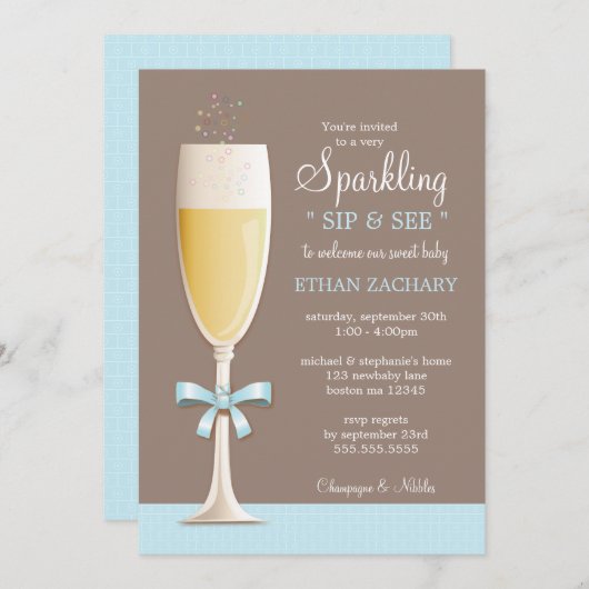 Funkelndes neues Baby-Schlückchen und sehen Einladung (Vorne/Hinten)