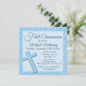 Funkelndes Paillette-Blau-erste Einladung (Stehend Vorderseite)