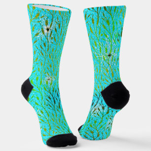 Funkelndes Party-Muster mit Feuerwerk in Aquamarin Socken