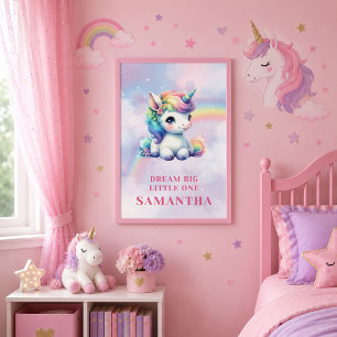 Funkelndes Pastell-Einhorn Magischer Tag Mädchen G Poster