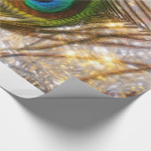 Funkelndes Pfau-Feder-Packpapier Geschenkpapier (Ecke)