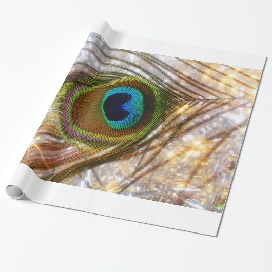 Funkelndes Pfau-Feder-Packpapier Geschenkpapier (Ungerollt)