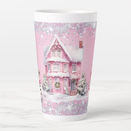 Funkelndes Pink Weihnachten Milchtasse (Vorderseite)
