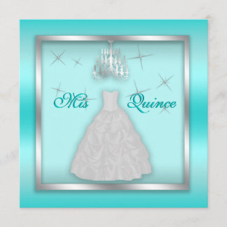 Funkelndes Quinceanera laden aquamarines silbernes Einladung