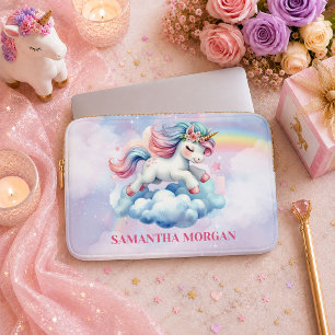 Funkelndes rosa Einhorn Mädchen Geburtstag Laptop Laptopschutzhülle