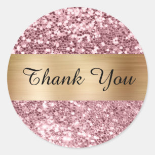Funkelndes rosa Glitter Gold Schimmer Streifen Fol Runder Aufkleber